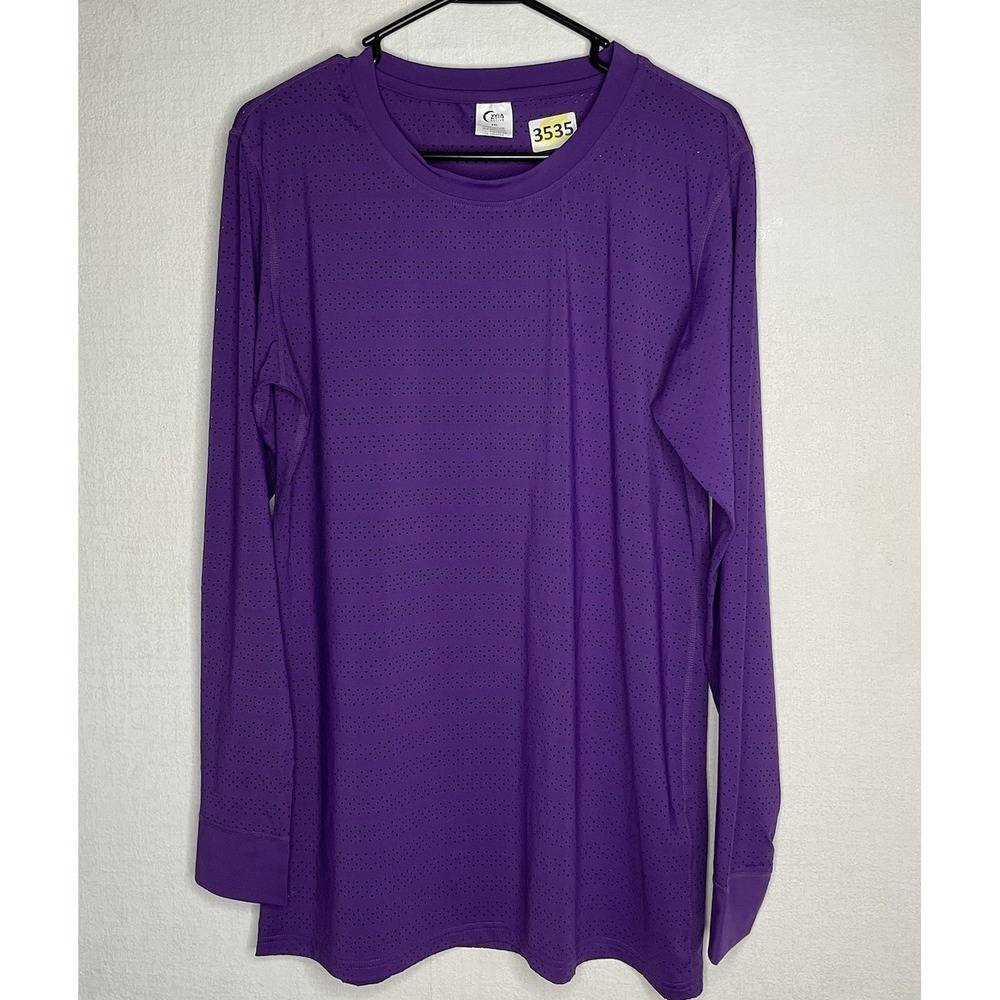 Zyia Active‎ Women's Size XXL Purple Chill Perforated Long Sleeve T-Shirt Active